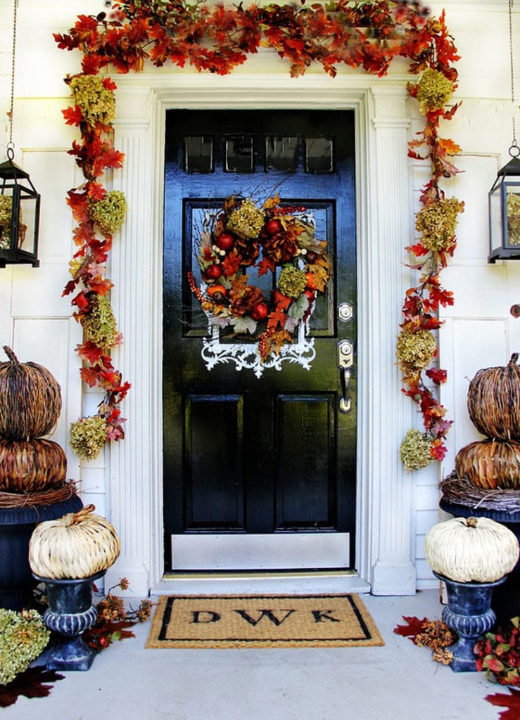 Decorate your front porch and door with DIY fall garlands