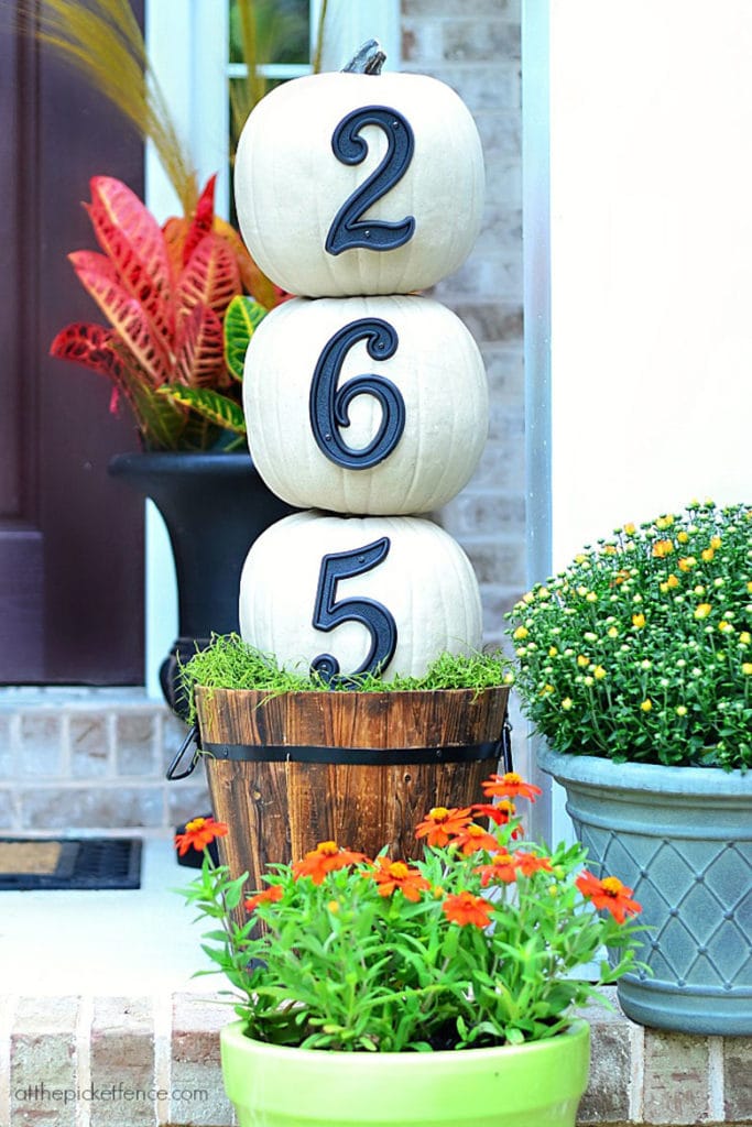  pumpkins with house numbers 